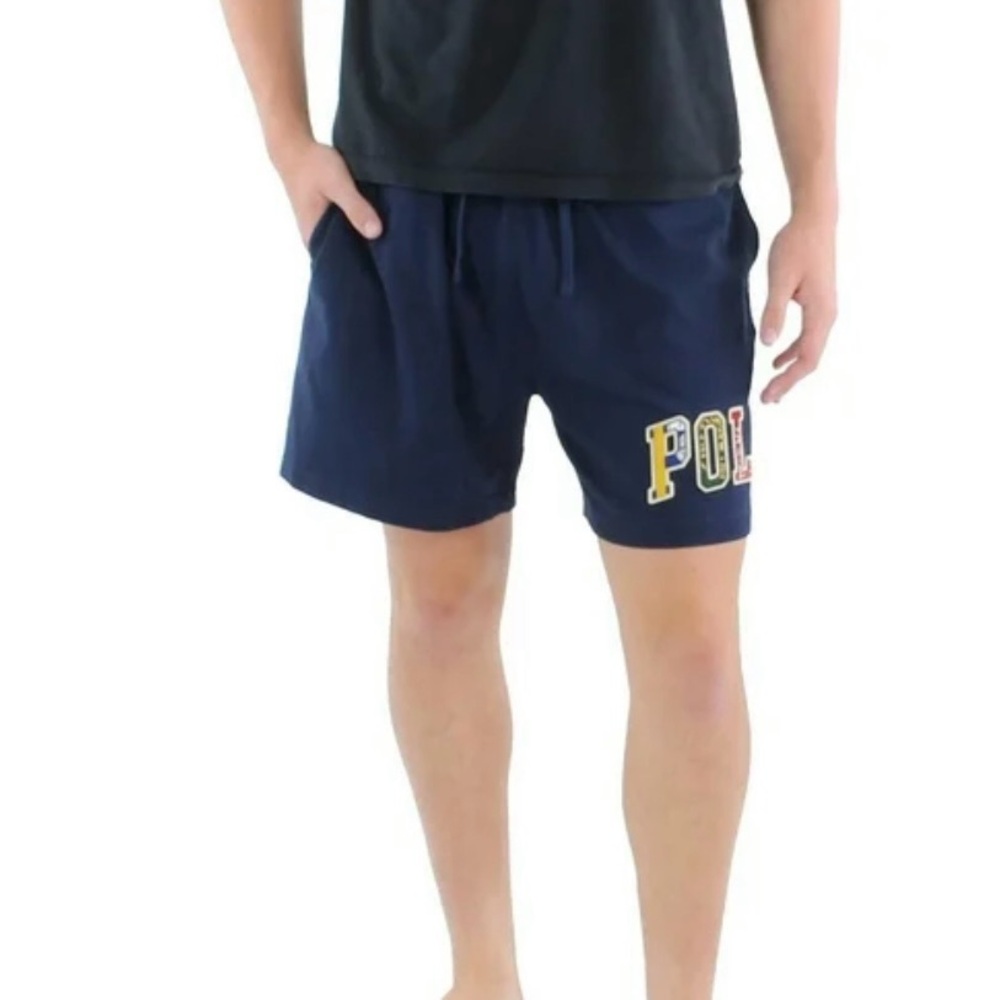 POLO RALPH LAUREN Patch Logo Navy Blue Jersey Shorts Size M